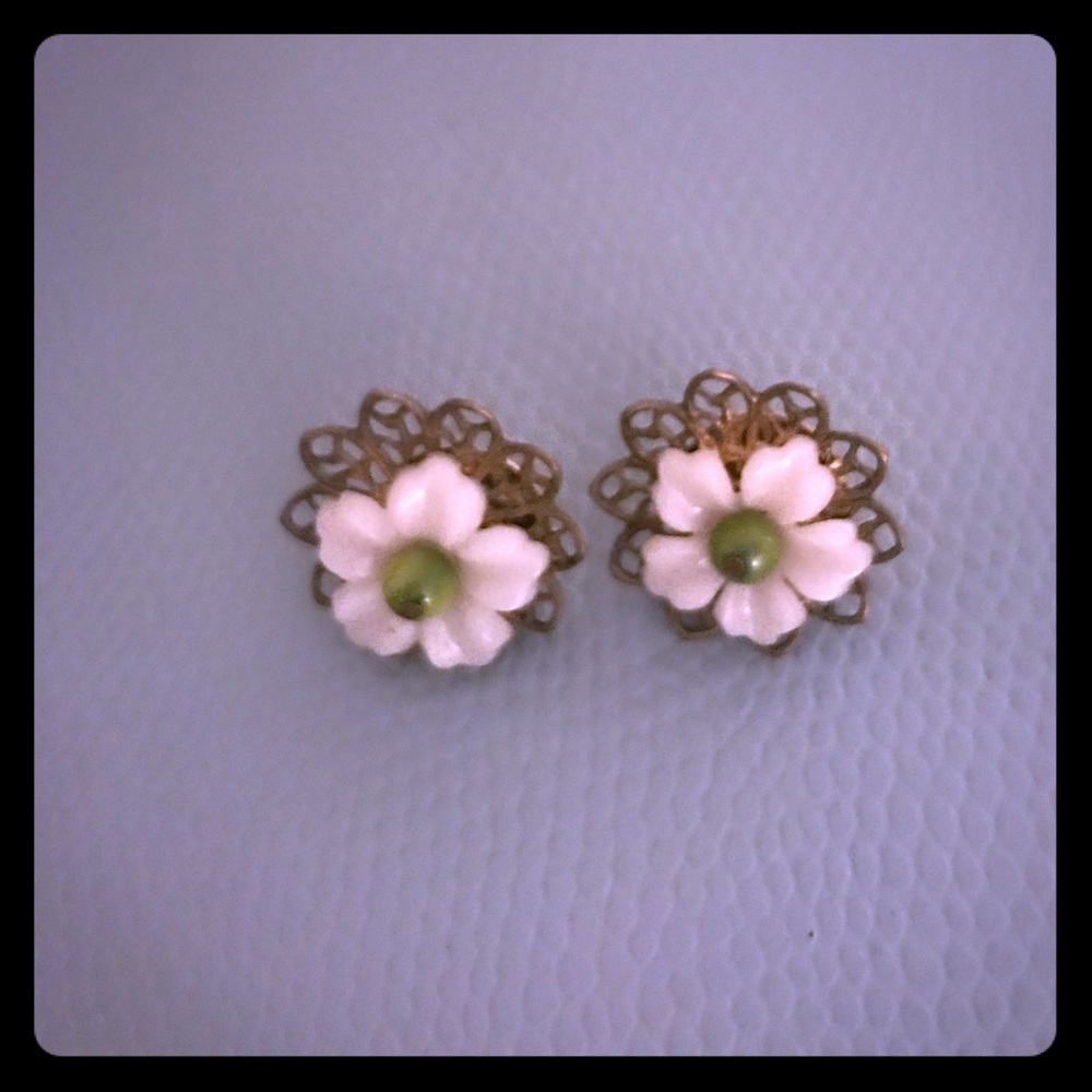 South Moon Under Flower Brass Earrings